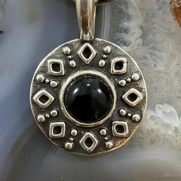 Carolyn Pollack Sterling Onyx Double Sided Decorated Serpent Pendant For Women - Picture 6 of 10